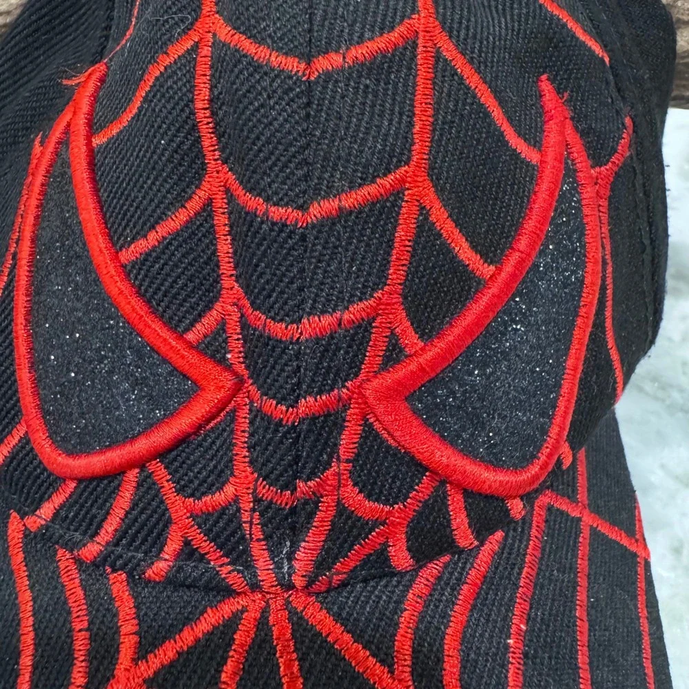 Marvel Spider-Man Miles Morales Red Black Web Glitter Baseball Cap Hat
